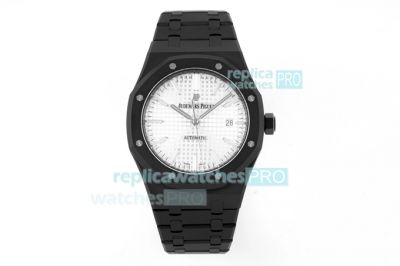 Audemars Piguet Royal Oak White Dial Black Venom 15400 Swiss Replica DLC Watch